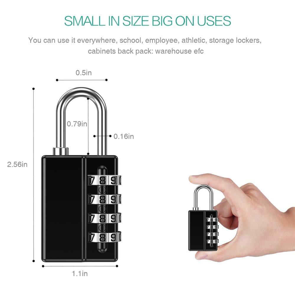 2PCS 4 Digit Padlock Combination With Key - Strong Steel Key Lock With Key (LT6)