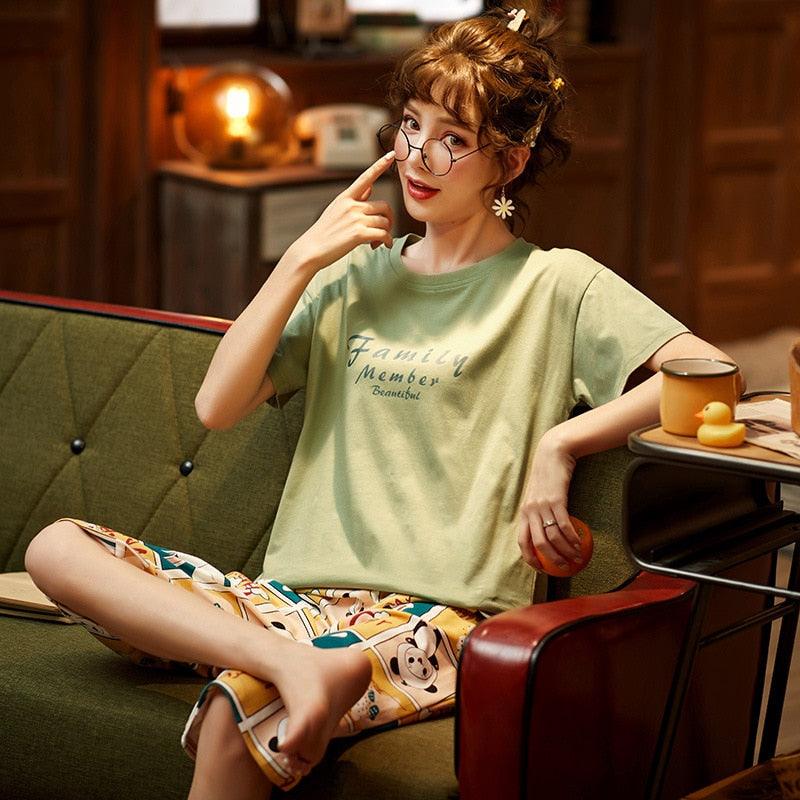 Great Cute Pajamas - 100% Cotton Short - Home Wear - Sleepwear Sets For Women (2U90)