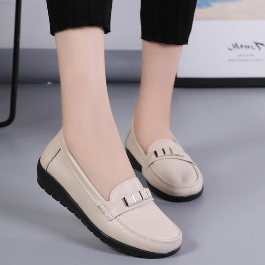 Soft Leisure Flats Women Leather Shoes - Loafers Casual Female Footwear (D40)(FS)