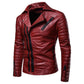 Amazing Zipper Motorcycle Leather Jacket - Stylish Striped Winter Windproof PU Leather Jackets (D100)(TM3)(CC1)