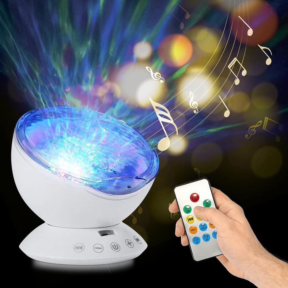 Ocean Wave Projector Light - Music Player Remote Control USB Starry Projection Living Bedroom Party Decor Gifts (LL4)1(1U58)