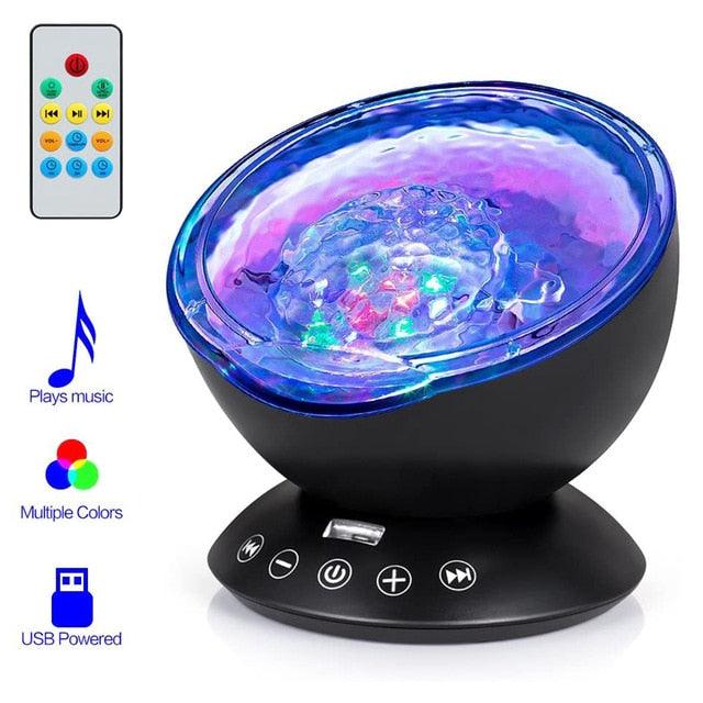 Ocean Wave Projector Light - Music Player Remote Control USB Starry Projection Living Bedroom Party Decor Gifts (LL4)1(1U58)