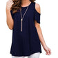 Gorgeous Off Shoulder Short Sleeve Top - Women Loose Sexy Solid Round Neck Top - Cotton Fashion Casual Lady T Shirt (D19)(TB2)(BT1)