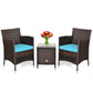 Outdoor 3 PCS Rattan Wicker Furniture Sets Chairs Coffee Table Garden (FW1)(FW2)(1U67)
