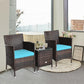 Outdoor 3 PCS Rattan Wicker Furniture Sets Chairs Coffee Table Garden (FW1)(FW2)(1U67)