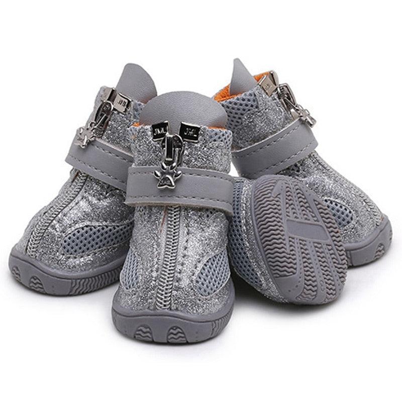 Outdoor Dog Shoes - Anti-slip Pet Boots Paw Protector Reflective Straps Dog Breathable Net Shoes (W8)(F69)