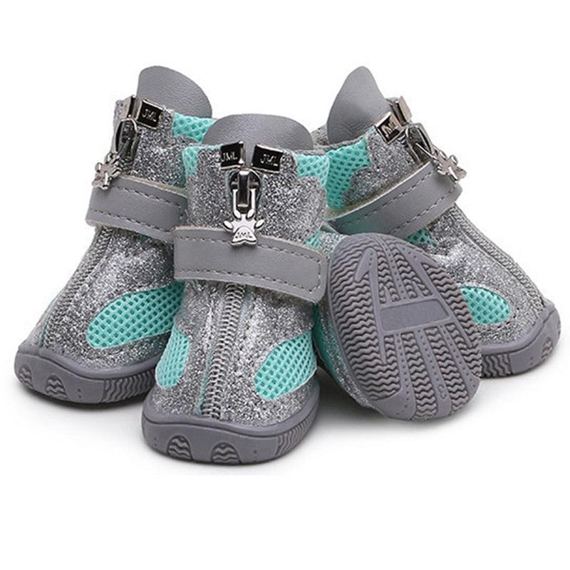 Outdoor Dog Shoes - Anti-slip Pet Boots Paw Protector Reflective Straps Dog Breathable Net Shoes (W8)(F69)