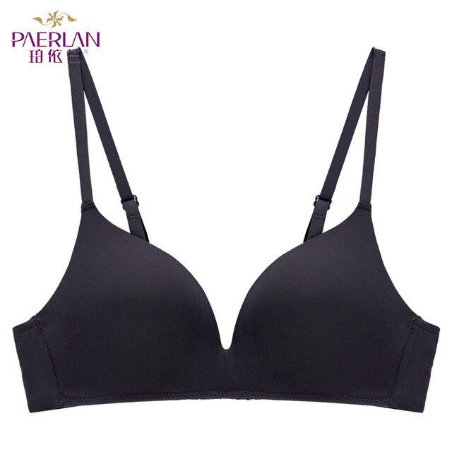 PAERLAN Seamless Wire Free Lace Floral Boobs Push Up Black Bra