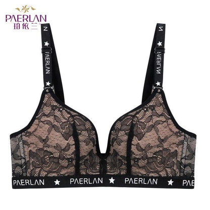 Cute Wire Free Non-Sponge Slim Cup Lace Floral Bra - Seamless Large Size Breasts Push Up Women Underwear 3/4 Cup (TSB3)(F27)