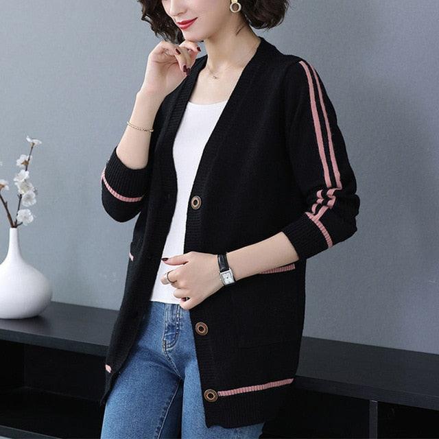 Cute Fashion Women's Cardigan - Casual Autumn V Neck Sweater - Soft Knitted Jacket Coat (TP4)(TB8C)(BCD2)(F20)(F35)
