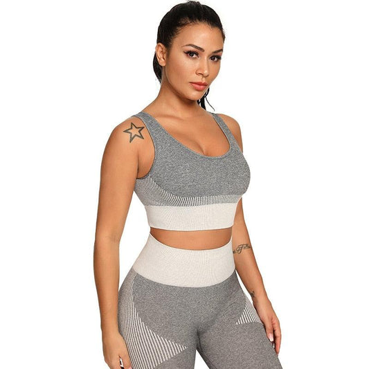 Great Yoga Tank Build In Bra Sportswear - Push Up Padded Fitness Bra - Gym Running Yoga Sports Crop Tops (1U24)