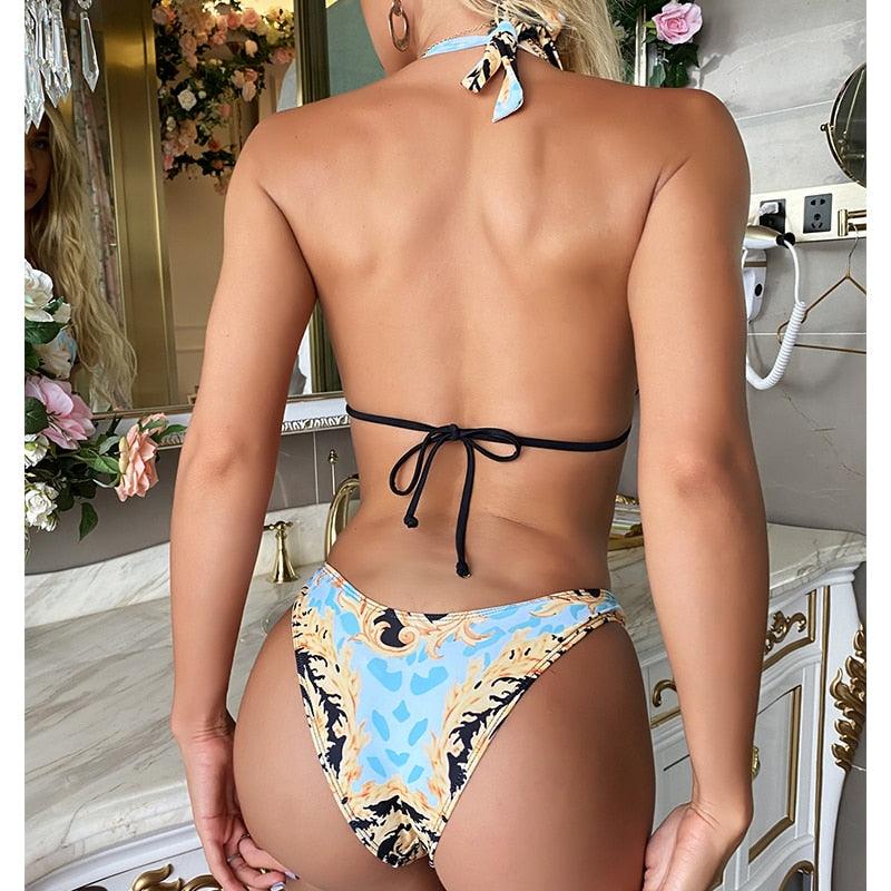 Sexy Bikinis - Halter Bandage Swimsuit - Female Triangle Push Up Women Swimwear (D26)(TB8D)