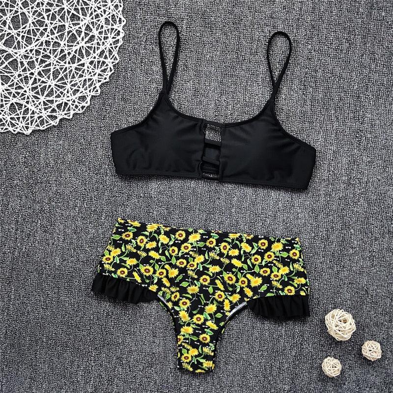 Trending Summer Floral Print Bikini - Hollow Out Swimsuit - Two Piece Suit - Sexy Bathing Beach Wear (TB8D)(F26)