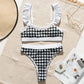 High Waist Women Swimsuit - Female Plaid Bikini Set -Transparent Bathing Suit (TB8D)(F26)