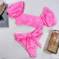 High Waist Women Swimsuit - Female Plaid Bikini Set -Transparent Bathing Suit (TB8D)(F26)