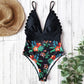 Great Sexy Floral Print Bodysuits - V Neck Swimsuit - One Piece Ruffled Women Swimwear - Bathing Suit (TB8D)