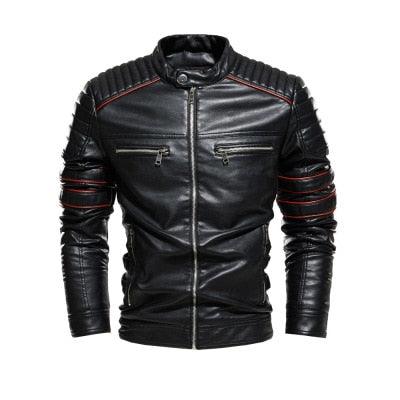 Great Street Men's Leather Jackets Motorcycle PU Jacket - Coats Zipper pocket Windproof Overcoat (TM3)(F100)