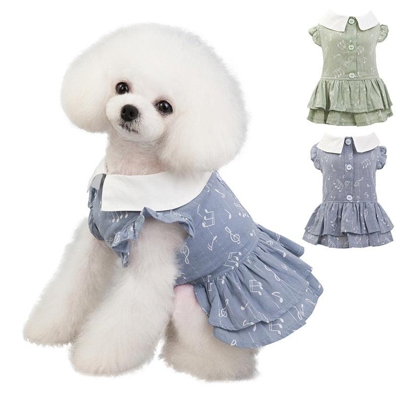 Pet Dog Girls Dresses - Practical Note Patterns Pet Dog Cat Skirt Clothes - Cute Puppy Princess Dress (2U69)