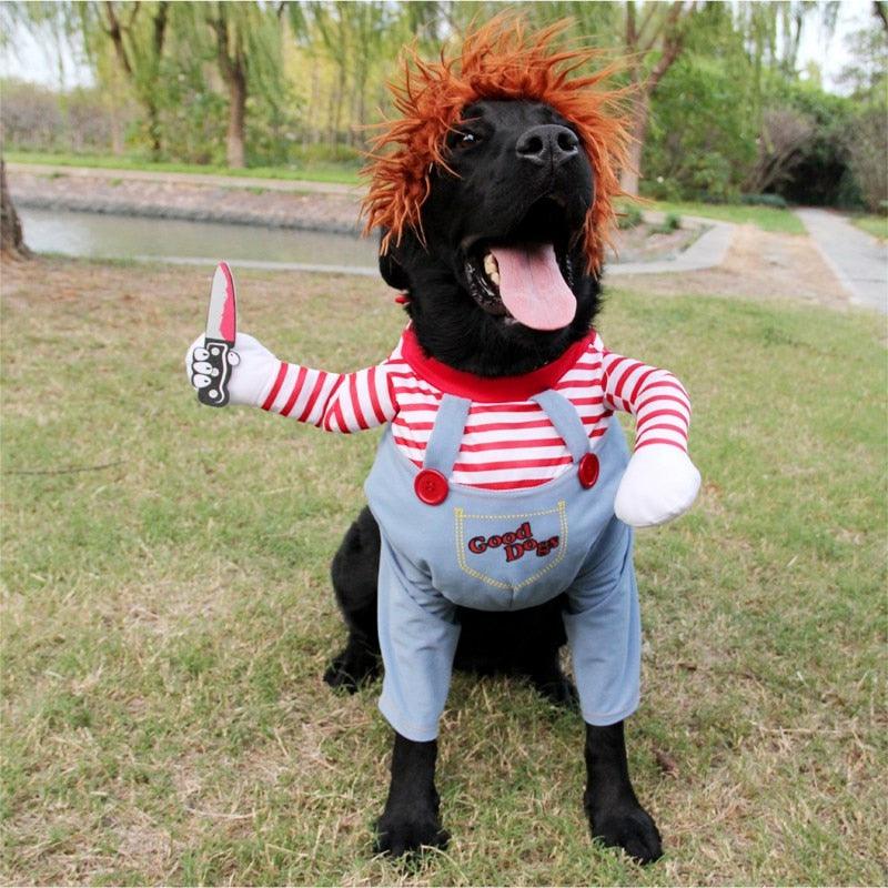 Pet Dog Halloween Clothes - Dogs Holding a Knife Halloween Christmas Costume (2U69)