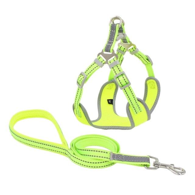 Pet Dog Harness And Leash Set - Adjustable Reflective Breathable Mesh Vest Harnesses Traction Rope (2U70)
