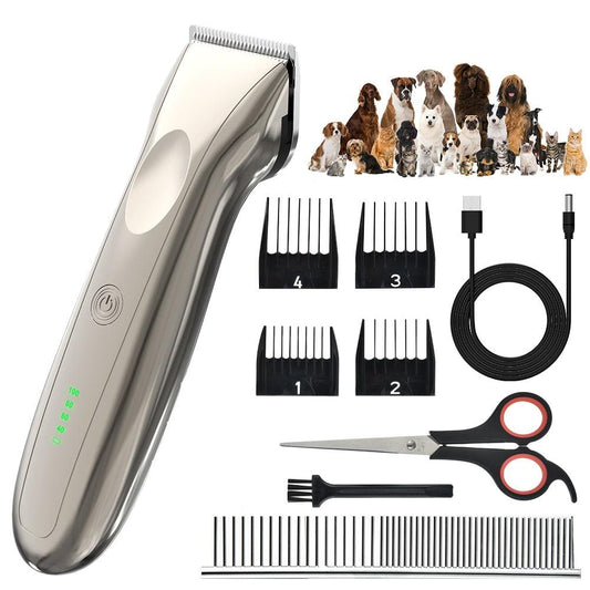 Pet Hair Clipper - Rechargeable USB Electric Cat Dog Hair Trimmer Shavers - Low Noise Pet Grooming Machine (1W2)