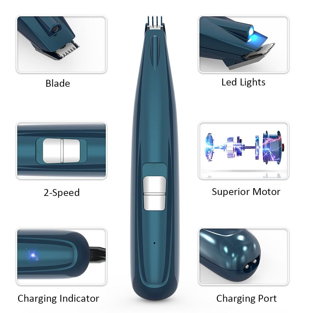 Pet Paw Hair Clipper - USB Electric Pet Foot Hair Trimmer With LED Light Scissor Pets (1U72)(1W2)(2W2)