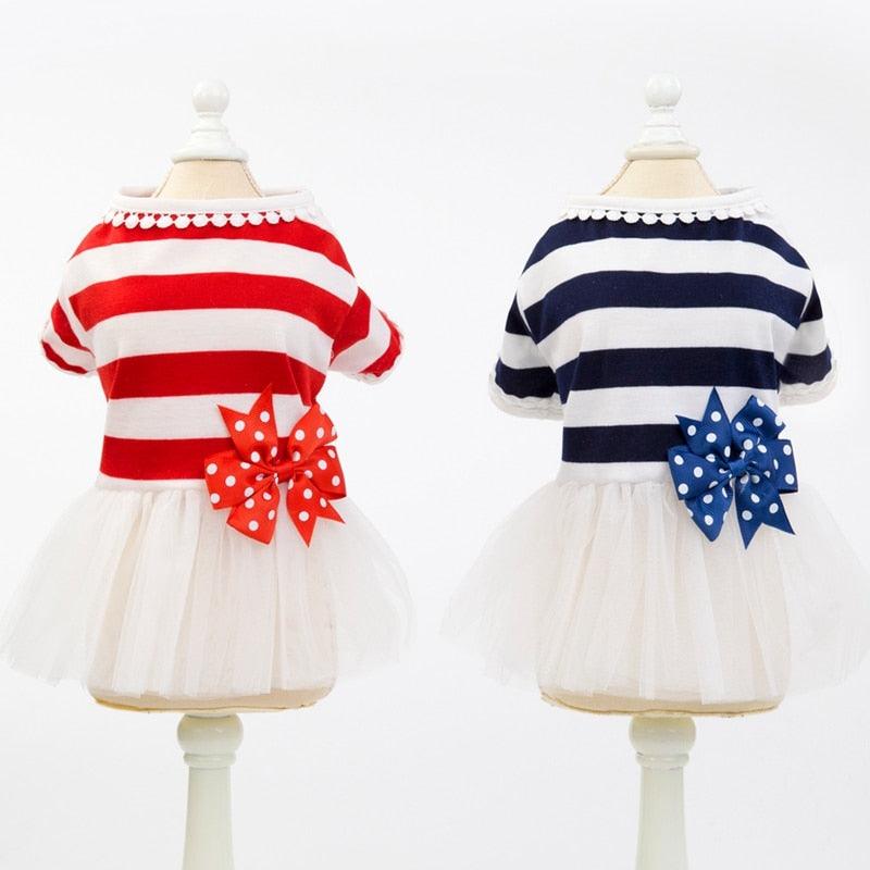 Pet Stripes Skirt Fashion Puppy Dog Princess Dress - Small and Medium Dogs Simple Dress Suit (2U69)