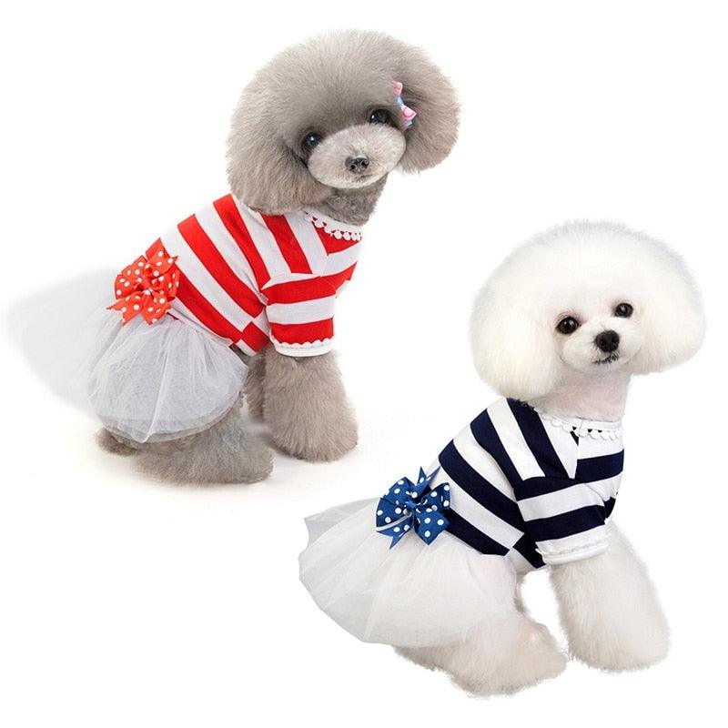 Pet Stripes Skirt Fashion Puppy Dog Princess Dress - Small and Medium Dogs Simple Dress Suit (2U69)