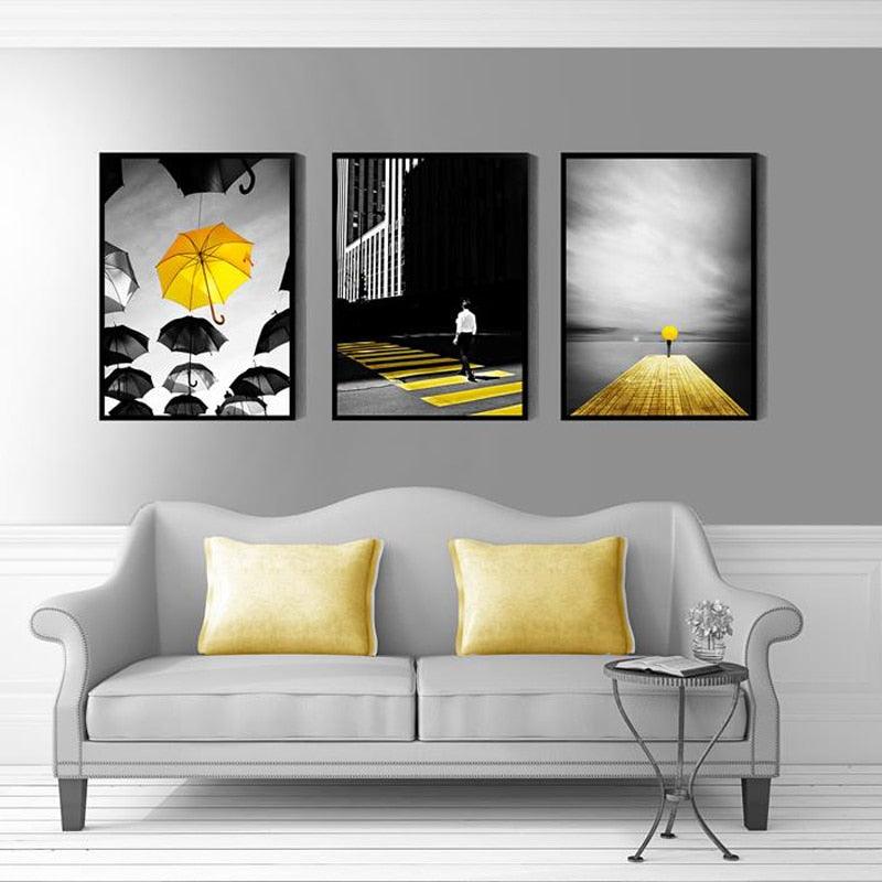 Photograph European Landscape Picture Home Decor Nordic Canvas Painting Wall Art Yellow Style (D62)(AD1)