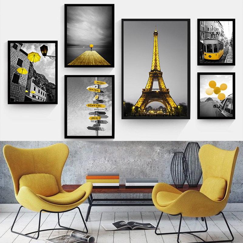 Photograph European Landscape Picture Home Decor Nordic Canvas Painting Wall Art Yellow Style (D62)(AD1)