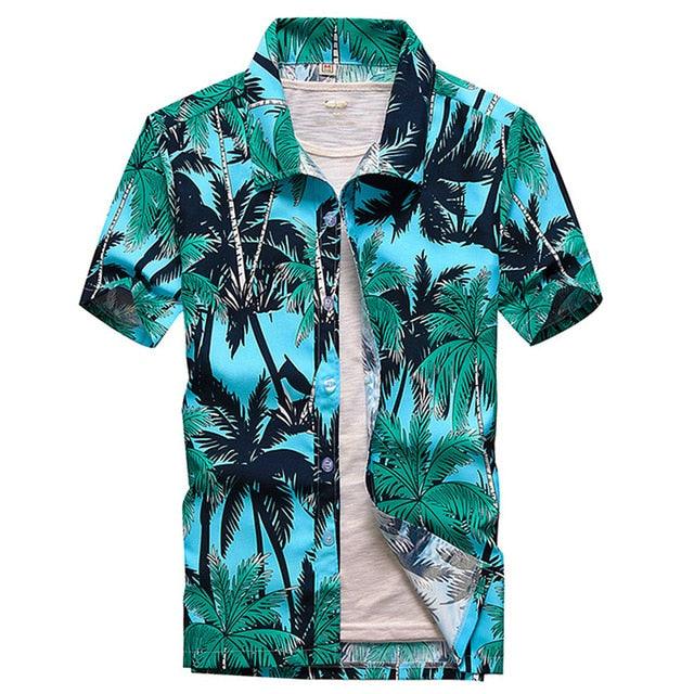 Great Hawaiian Beach Short Sleeve Shirt - Men Summer Fashion Print Tropical Shirt (TM1)(F8)