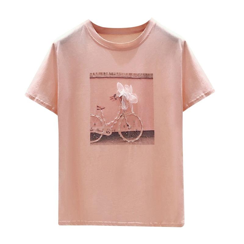Fashion Summer Short Sleeve Shirt - Women Tops Print Ladies Shirt - Fashion O-neck Top (TB2)(F19)