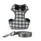 Plaid Evening Dress Small Dog Harness Vest With Leash Pitbull Mesh Puppy Harness Beagle Pet Accessories (3W1)(2W1)(F70)