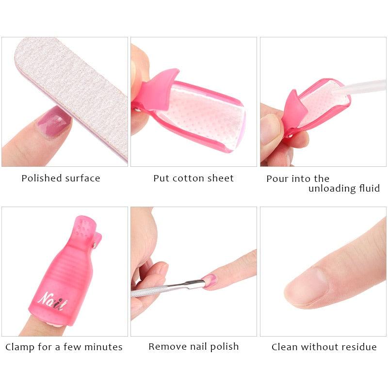 Gel Nail Polish Remover Clips Kit with Reusable Finger and Toenail Acrylic Nail Removal Clips (N3)(N5)(F85)