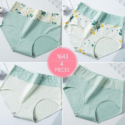 Trending 4Pcs High Waist Panties - Women Soft Cotton Sexy Briefs Underwear - Body Shaper Intimates (TSP2)