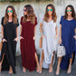 Plus Size Casual Loose Women Summer Dress - Sexy Tie Dye V-neck Striped Print Rainbow Streetwear Dress (2U30)