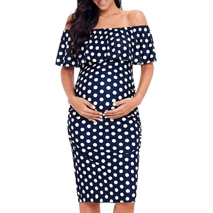 Plus Size Vintage Maternity Dress - Dotting Printing Off Shoulder Sexy Deals DejaVu Plus Size Vintage Maternity Dress - Dotting Printing Off Shoulder Sexy Deals DejaVu