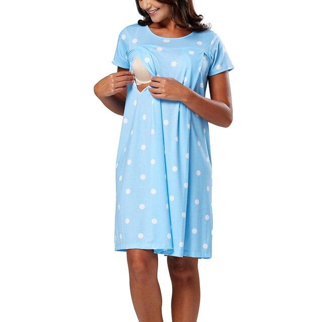 Beautiful Polka Dot Heart Printed Maternity Dress - Summer Maternity Dress Short Sleeves -Pregnancy Dresses (1U5)(Z7)(Z9)(6Z1)