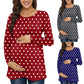 Gorgeous Fashion Polka Dot Maternity Tunic Ladies Tops - Women Tee Shirt Ruffles - Plus Size (1U4)(Z1)