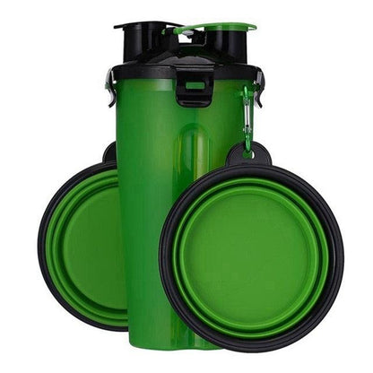 Portable 2 In 1 Pet Folding Water Bottle Food Container With Folding Silicone - Pet Bowl Outdoor Travel Feeder Cup Bowl (2U71)