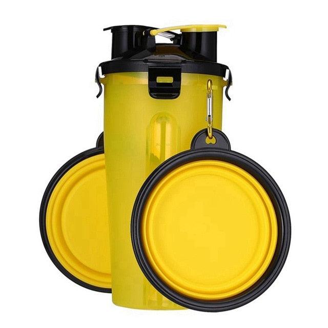 Portable 2 In 1 Pet Folding Water Bottle Food Container With Folding Silicone - Pet Bowl Outdoor Travel Feeder Cup Bowl (2U71)