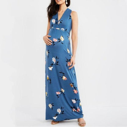 Pregnancy Maxi Maternity Dress - Baby Shower Dress - Sleeveless Nursing Beach Dress (5Z1)(4Z1)(2Z1)(Z7)