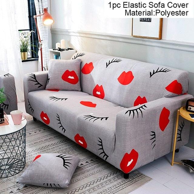 Printed Sofa Cover Spandex Modern Elastic Polyester Couch Sofa Slipcovers Chair Furniture Protector - Living Room 1/2/3/4 Seater (D74)(7W3)