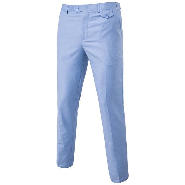 Purple Slim Fit Straight Dress Pants - Men's New Formal Office Flat-Front Trousers (TG1)(F9)(F10)