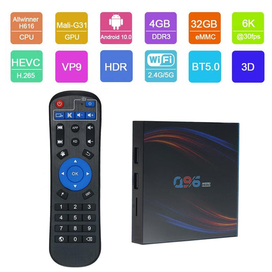 Q96HERO Android 10.0 Smart TV Box All winner H616 Quad-core UHD 4K Media Player 4GB / 32GB 2.4G & 5G Bluetooth 5.0 Remote Control (ST2)(RG)(F56)