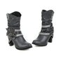 Women Mid Calf Boots - Square Heel Autumn Winter Women Shoes - PU Leather Fashion (D38)(BB1)(BB2)(BB3)(CD)(WO4)