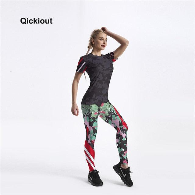 Fashion New Arrival Women Summer Suits - Casual Short T-Shirt + Long Leggings - 8 Styles - Plus Size (BAP)(F24)