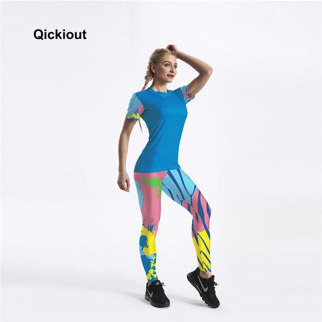 Fashion New Arrival Women Summer Suits - Casual Short T-Shirt + Long Leggings - 8 Styles - Plus Size (BAP)(F24)