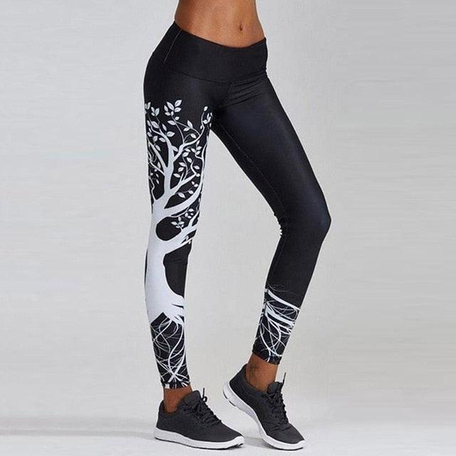 Hot Sell Women's Skull & Flower Black Leggings - Digital Print Pants Trousers - Stretch Pants - Plus Size (BAP)(TBL)