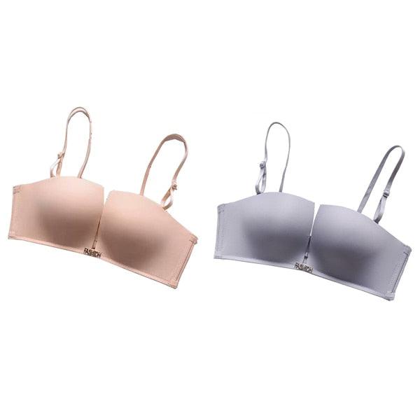 Great 2pcs Seamless Bras - Women Invisible Brassiere - Strapless Push Up Fly Bra - Half Cup Bra (TSB1)(F27)